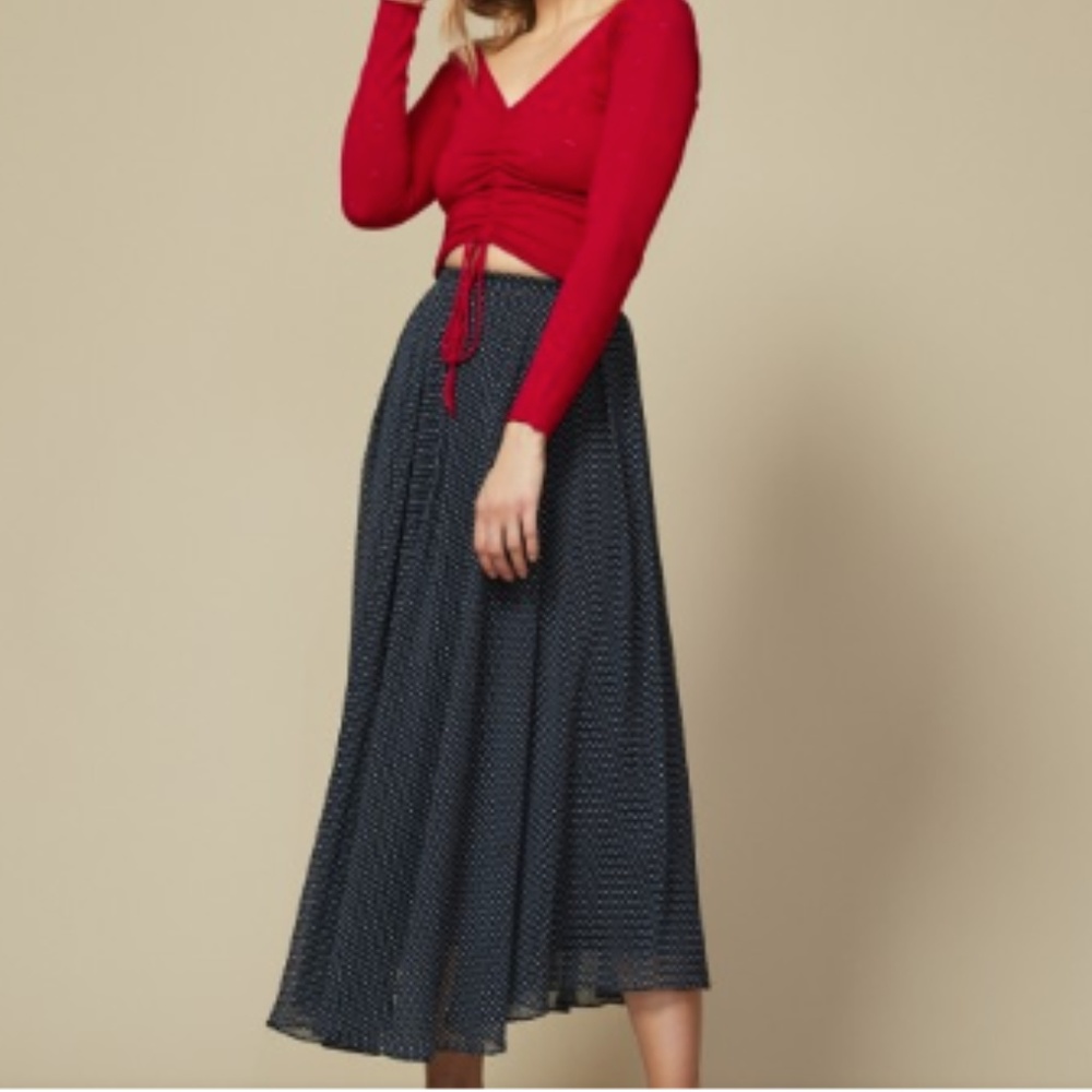 Navy Polka Dot Skirt